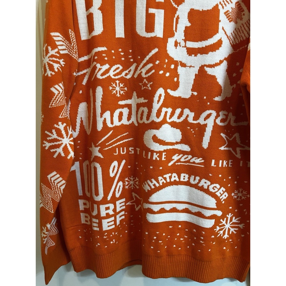 Whataburger Christmas Sweater Orange White Long Sleeve Men's 2XL